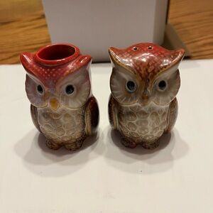 Vintage Owl Toothpick Holder & Salt Shaker